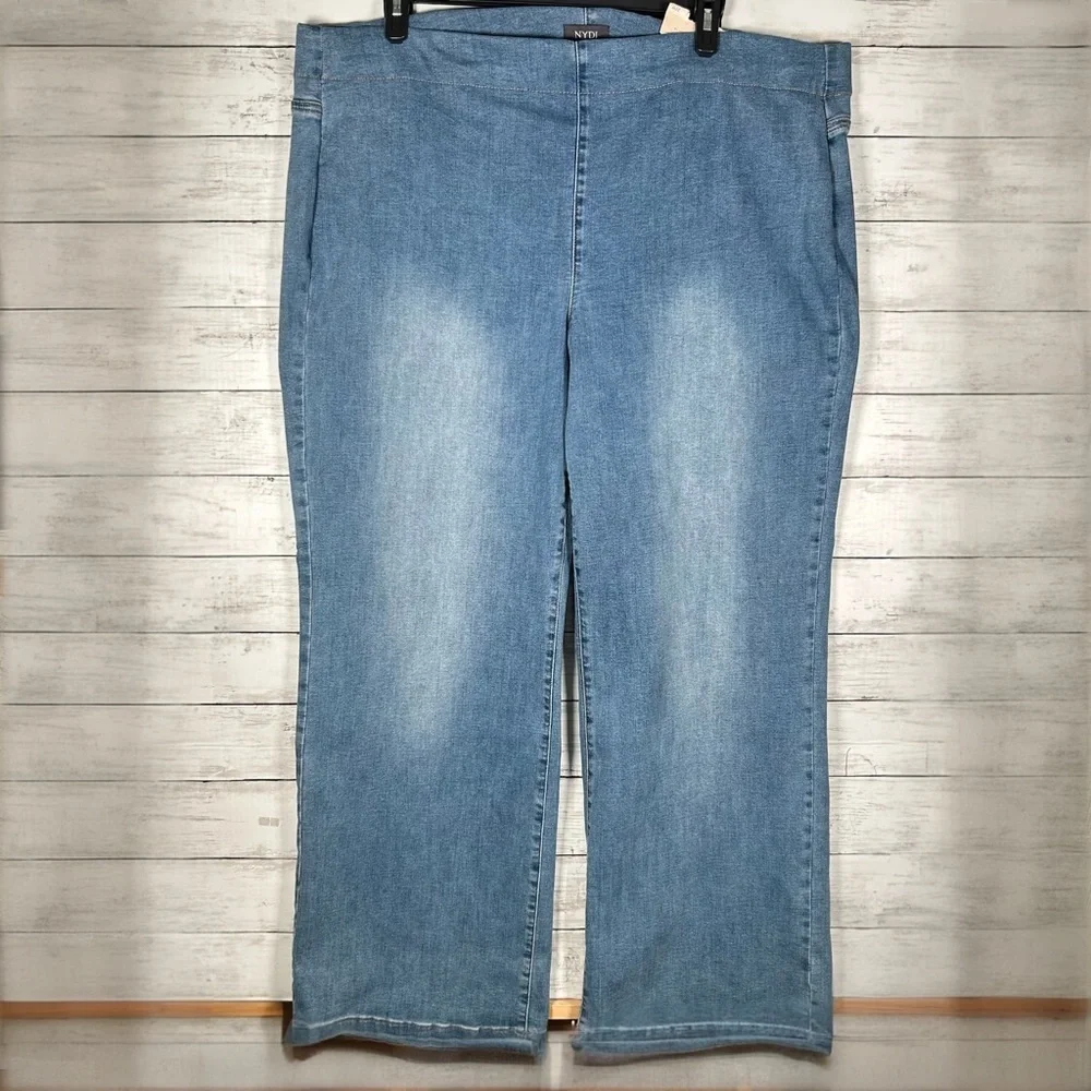 NYDJ Lift X Tuck Women's Clean Maele Washed Blue Pull On Wide Leg Jeans 22W NWT